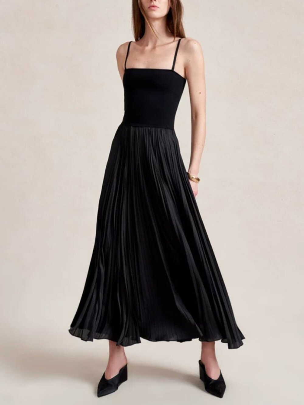 La Ligne Estelle Midi Dress Small Black Noir Classic Stretch - Picture 1 of 9